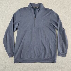 Travis Mathew Golf 1/4 Zip Pullover Sweater Mens Sz Large L Heather Blue Stretch